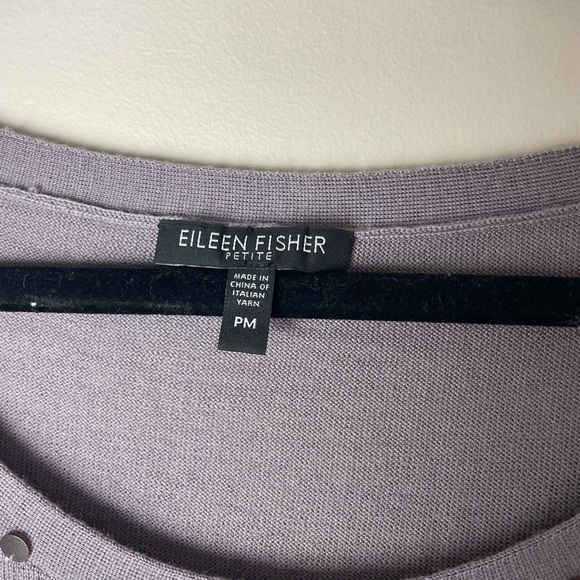 Eileen Fisher Sequined Bling Shell Tank Top Gray 100% Merino Wool Petite Medium - Picture 2 of 8